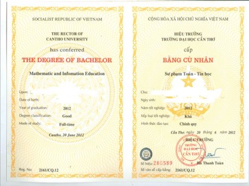 Làm Bằng Đại Học Nha Trang Phôi Bằng Chuẩn Như Thật