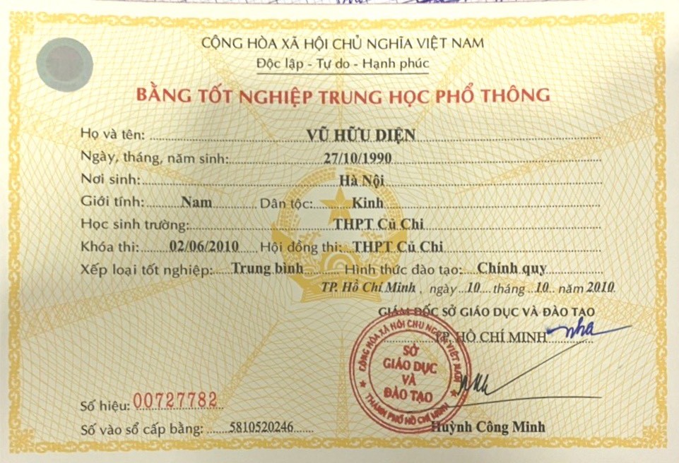 Làm Bằng Tốt Nghiệp THPT Phôi Thật Có Học Bạ