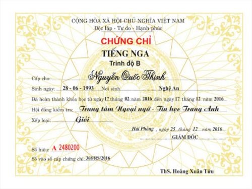 Nhận Làm Chứng Chỉ Tiếng Nga Nhanh Chóng, Chất Lượng Và Uy Tín