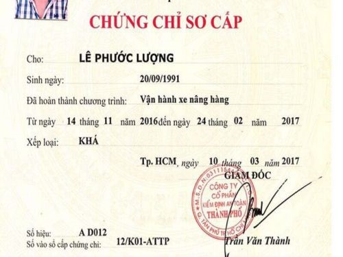 Làm Chứng Chỉ Xe Nâng Nhanh Chóng Chất Lượng Không Cần Thi
