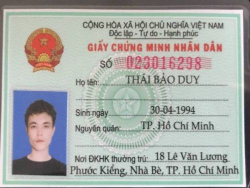 Mặt trước của chứng minh nhân dân làm tại Làm Bằng Nhanh