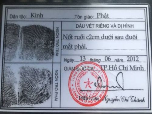 Mặt sau của CMND làm tại Làm Bằng Nhanh