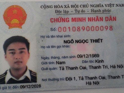 Mặt trước của chứng minh nhân dân 12 số làm tại Làm Bằng Nhanh