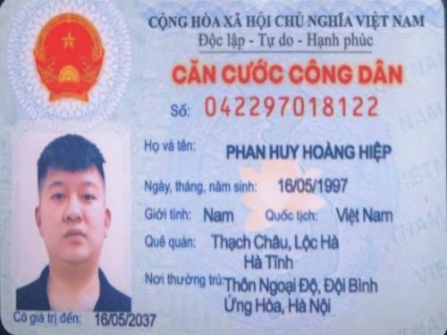 Mặt trước của mẫu căn cước công dân được làm tại Làm Bằng Nhanh