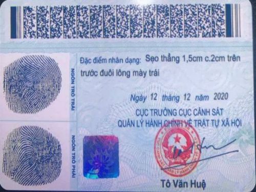 Mặt sau của mẫu căn cước công dân được làm tại Làm Bằng Nhanh