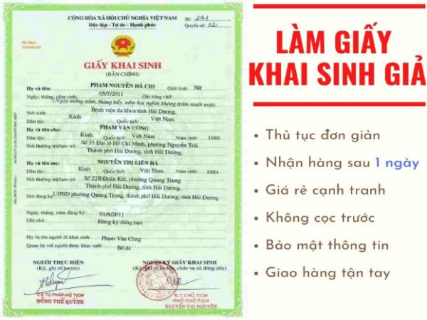 Làm Giấy Khai Sinh Giả Bao Sử Dụng Tại Làm Bằng Nhanh