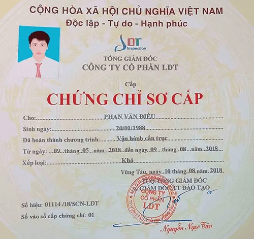 Làm Chứng Chỉ Cẩu Trục Phôi Thật Lấy Ngay Tại Làm Bằng Nhanh
