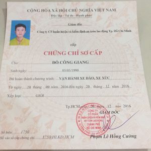 Làm Chứng Chỉ Máy Xúc Lấy Ngay Tại Làm Bằng Nhanh 100%
