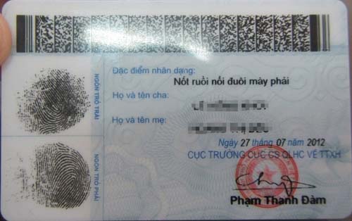 Mặt sau của chứng minh nhân dân 12 số làm tại Làm Bằng Nhanh