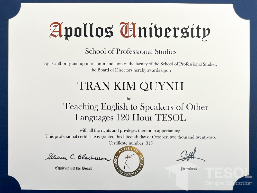 Làm Chứng Chỉ TESOL Giống Thật 100% Tại Làm Bằng Nhanh