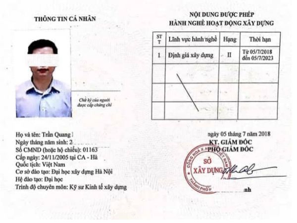 Bảng giá dịch vụ làm chứng chỉ định giá xây dựng lấy ngay theo từng hạng tại Làm Bằng Nhanh