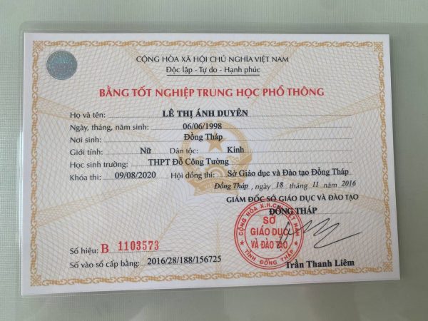 Làm Bằng Cấp 3 Phôi Thật Kèm Học Bạ Giá Rẻ Và Uy Tín