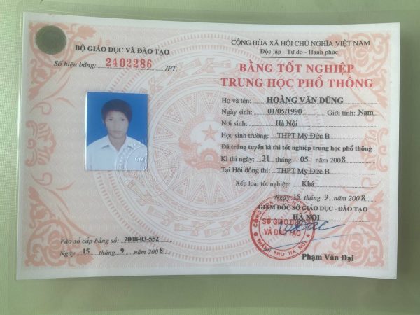 Làm Bằng Cấp 3 Phôi Thật Kèm Học Bạ Giá Rẻ Và Uy Tín
