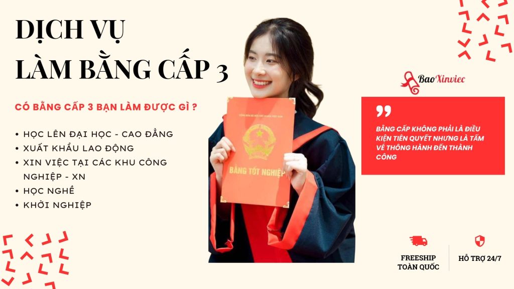 Làm Bằng Cấp 3 Phôi Thật Kèm Học Bạ Giá Rẻ Và Uy Tín